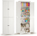 Gizoon Tall Bathroom Storage Cabinet with Adjustable Shelves, 67' H Freestanding Storage Unit with 4 Magnetic Doors, Kitchen Pantry Cabinet for Dining Room, Living Room, White