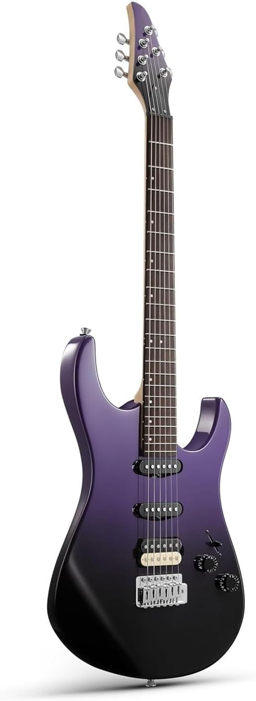 Professional Full Size Solid Or Color Electric Guitar Sets Professional Electric Guitar(Purplish Black)