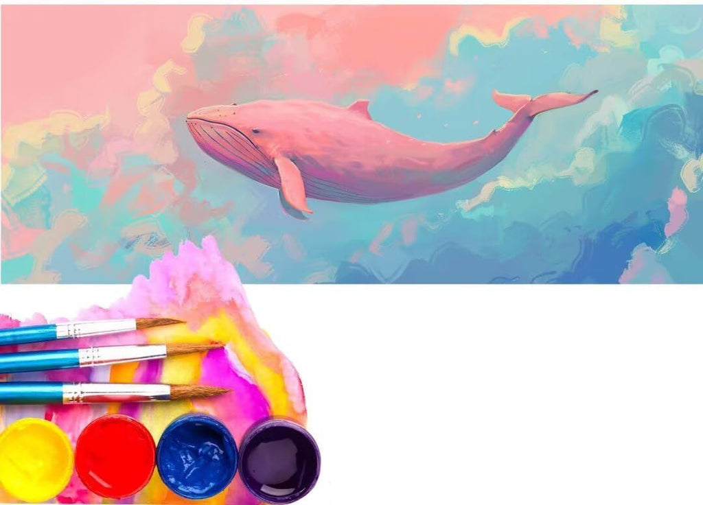 Pink Dolphin Paint by Numbers for Adults, DIY Paint by Number Kit, DIY Painting by Numbers for Beginner Kits, DIY Canvas Oil Painting Acrylic Paints for Gift Home Wall Decor (Without Frame) 80x160cm