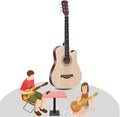 Acoustic Guitar Bundle, Beginners Adults Teens Acoustic Guitar, with Built-In Pickups, Upgraded Starter Kit,Natural,38in