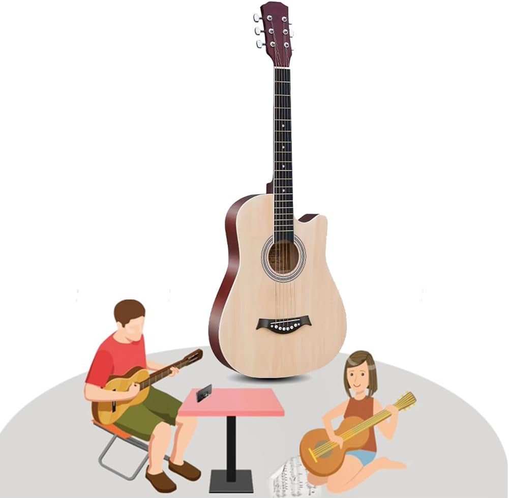 Acoustic Guitar Bundle, Beginners Adults Teens Acoustic Guitar, with Built-In Pickups, Upgraded Starter Kit,Natural,41in