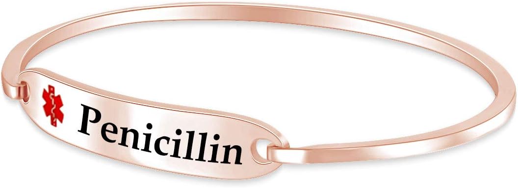 AFFY Customizable Engraving Medical Alert ID Bracelet Men Women Personalized 925 Sterling Silver Bangle Beacelet 7.5 Inch