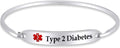 AFFY Customizable Engraving Medical Alert ID Bracelet Men Women Personalized 925 Sterling Silver Bangle Beacelet 7.5 Inch