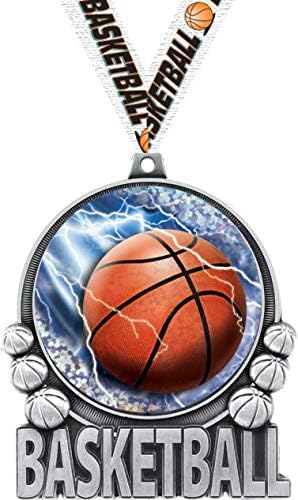 Crown Awards Basketball Medal - 3' Double Action 2.0 Silver Basketball Medals