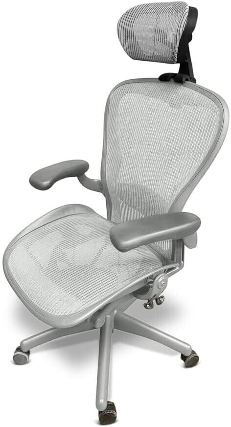 OFFICE LOGIX SHOP Fully Loaded Aeron Chair - Size B - Titanium with Headrest (Rеnеwеd)