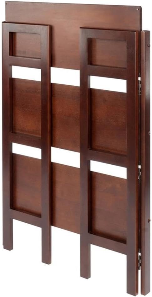Pemberly Row 3-Tier Solid Wood Folding Book Shelf, Antique Walnut Finish, 38.54 in Height, Transitional Style for Home Office, Bathroom, or Kids Room Storage