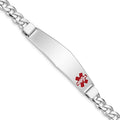 Solid 925 Sterling Silver Enamel Engravable Identification Name Bar Tag RN Registered Nurse Caduceus Symbol Medical ID Curb Cuban Link Emergency Alert Bracelet - with Secure Lobster Lock Clasp 7'