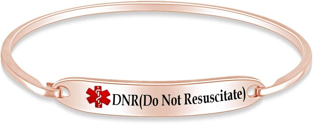 AFFY Customizable Engraving Medical Alert ID Bracelet Men Women Personalized 925 Sterling Silver Bangle Beacelet 7.5 Inch