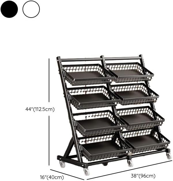 Trendy Black Baker's Rack, Corner Shelf Stand Kitchen Shelf Organizer with Baskets, Steel Frame and Shelves (White, 8 Baskets-38 L x 16' W x 34' H)