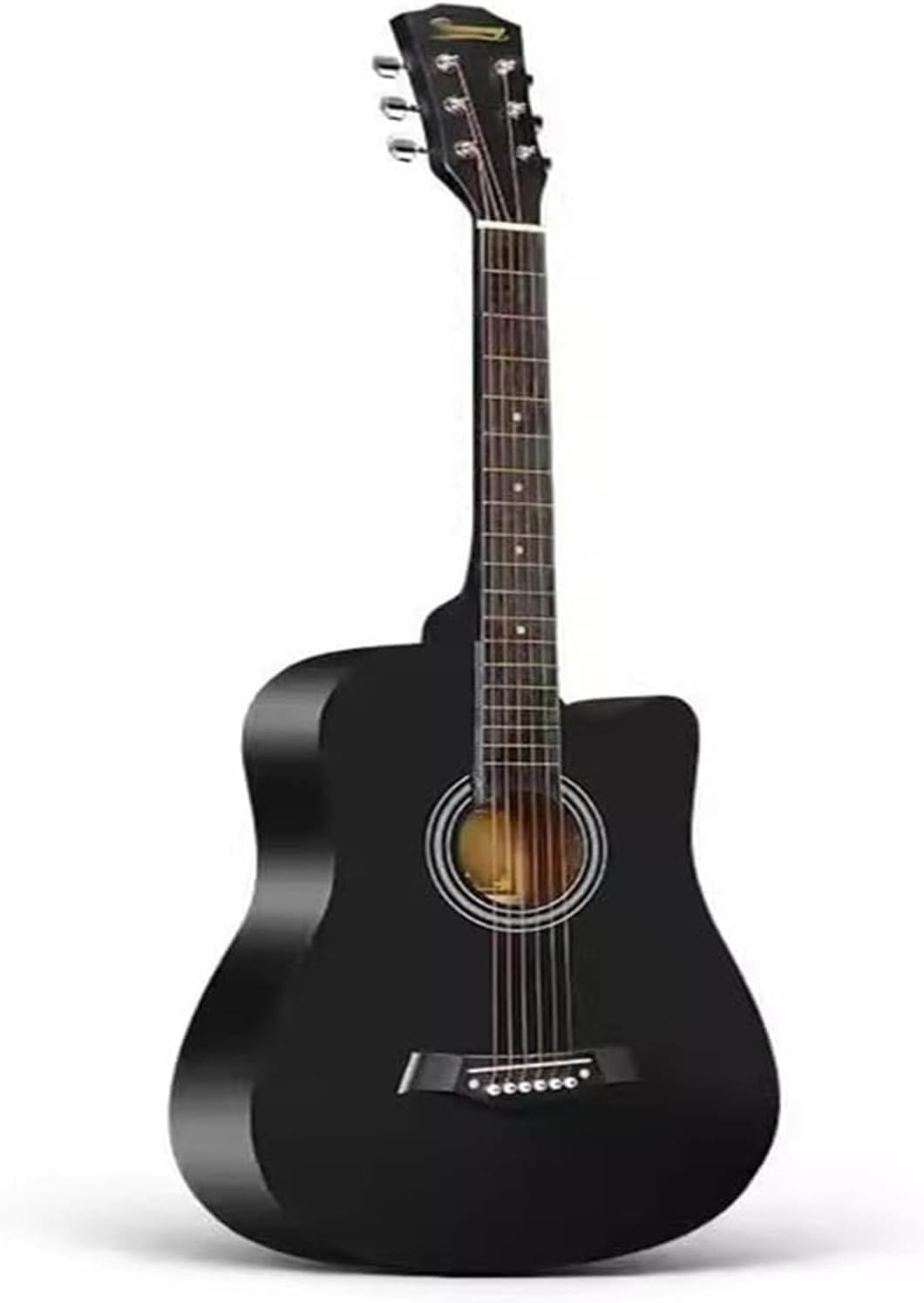 MXL&LJB Acoustic Guitar Kits for Beginners Adults, Cutaway Acustica Guitarra Bundle Kit Wooden Bowl Starter Set Package(Black,41 inches)
