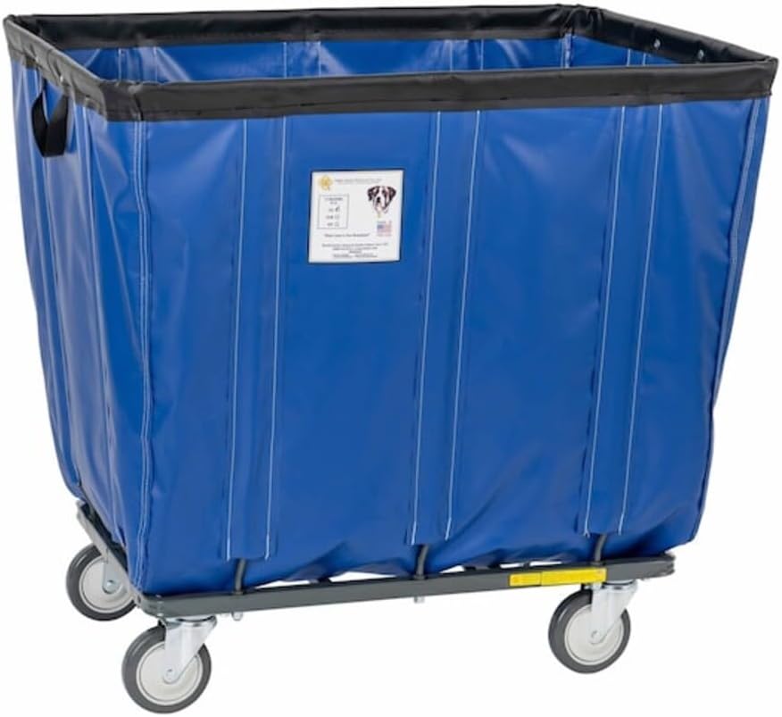 R&b Wire Products Vinyl Basket Truck with Steel Base, 10 Bushel, Blue 410SOC/BL - 1 Each