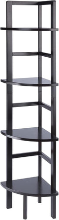 Aiden Corner Bakers Rack Coffee Finish Metal Frame Tri Level Storage Shelf for Kitchen Dining Living Room Display Space Saving Corner Organizer Modern Home Décor