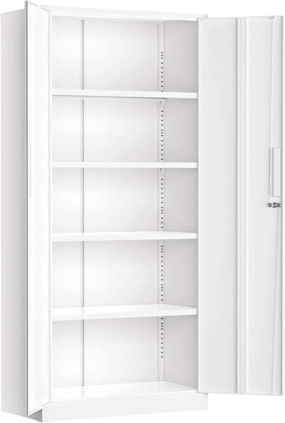 Greenvelly Metal Lockable Storage Cabinet, 72' Storage Cabinet with 2 Doors and 4 Adjustable Shelves for Office, Home, Garage, Pantry (Assembly Required, White)