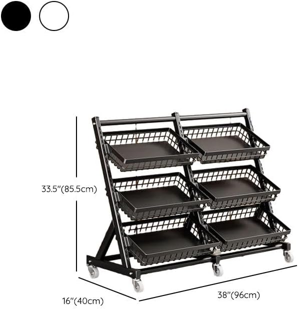 Trendy Black Baker's Rack, Corner Shelf Stand Kitchen Shelf Organizer with Baskets, Steel Frame and Shelves (White, 6 Baskets-38 L x 16' W x 34' H)
