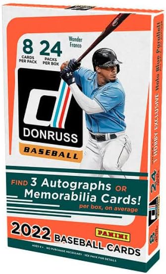 2022 Panini Donruss Baseball Hobby Box (24 Packs/8 Cards: 2 Autos, 1 Mem)