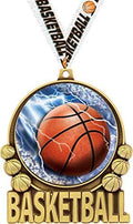 Crown Awards Basketball Medal - 3' Double Action 2.0 Gold Basketball Medals