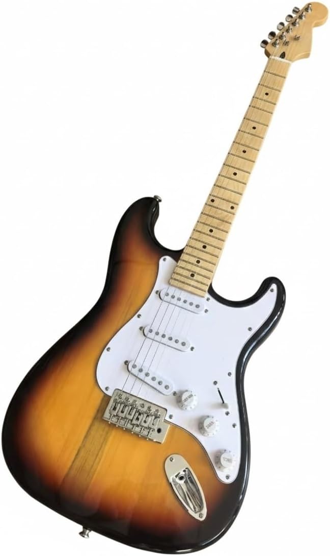 Electric Guitar 39 Inch Full Size Single Coil Pickups Solid Wood Body Tremolo for Beginner(Vintage Sunburst)