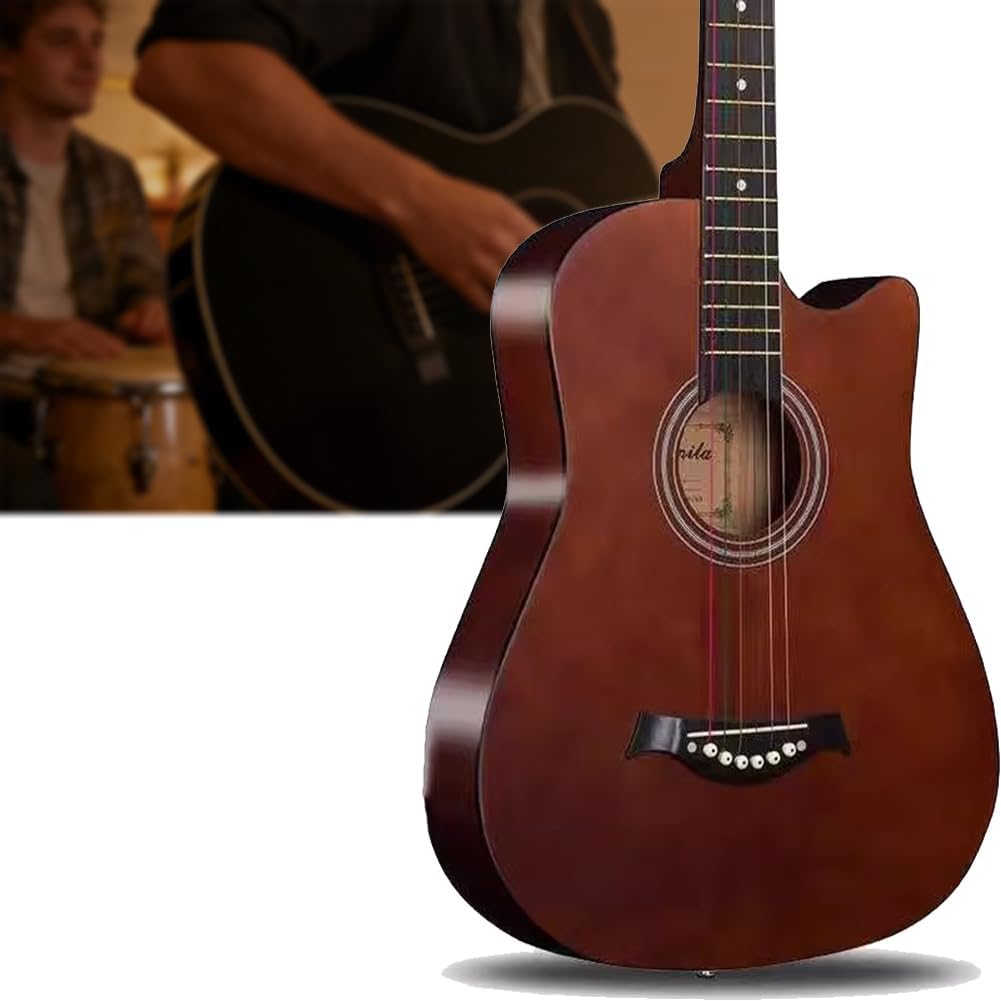 Acoustic Guitar for Beginner, Lightweight Body Suitable for Adult Teen, with Gig Bag, Tuner, Strap, Strings, Picks, Capo,Brown,41in