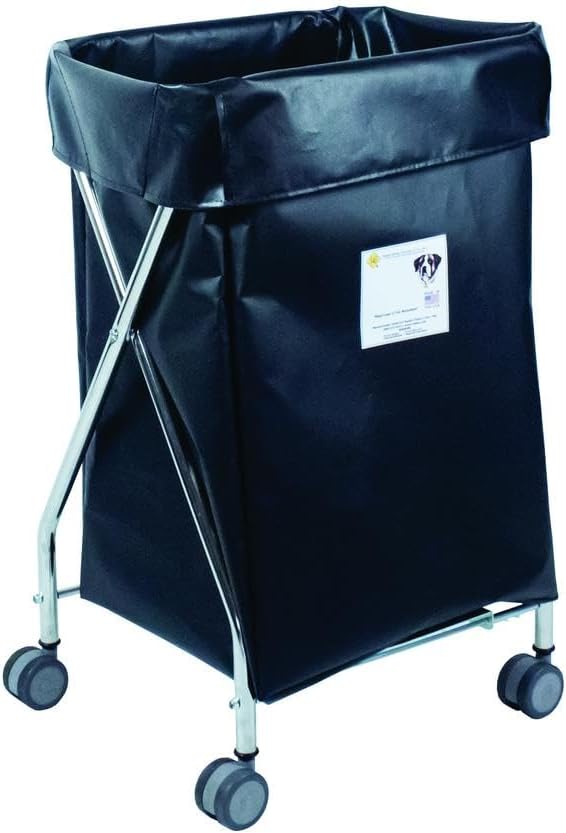 R&B Wire Products Wide Collapsible Hamper with Black Vinyl Bag, 6 Bushel Capacity