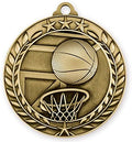 Basketball (Pack of 100) Gold 1st Place Medals with Neck Red White & Blue Ribbons Award WAM9