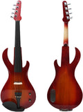 electric Viola 16 inch guitar-shaped Viola Solid Wood Body Ebony Fittings with case Bag, viola Bow, Rosin for Adults&Beginner&Students (Red)