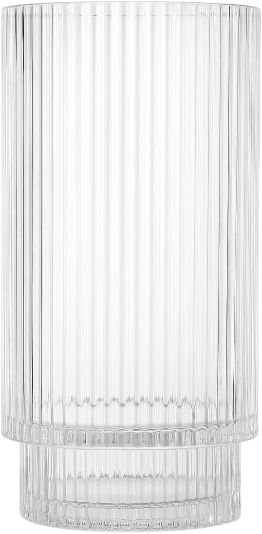 Serene Spaces Living Ribbed Pedestal Glass Votive Holder, Table Centerpiece, Home, Office, Wedding, Birthday, Holiday & Special Events Decor, 6.2' Diameter & 11.2' Tall