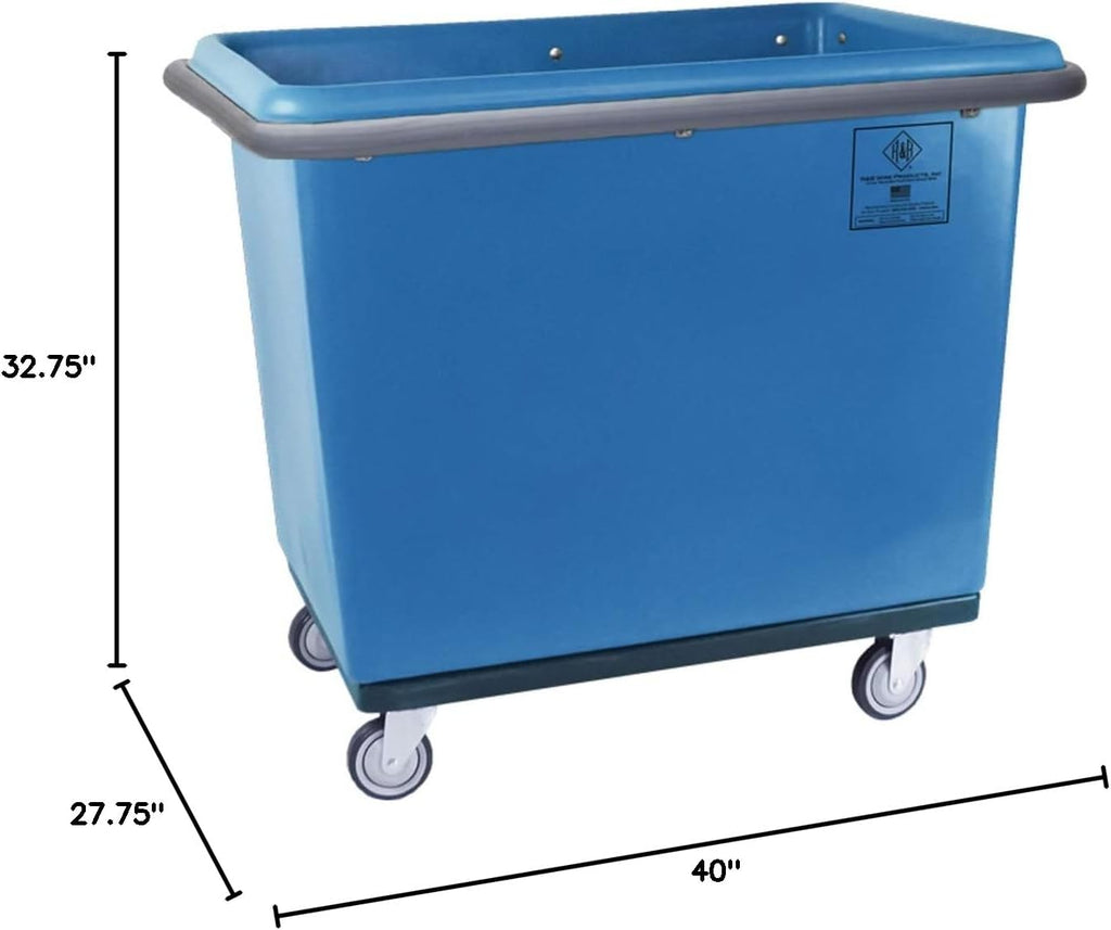 R&B Wire Products, Inc., 10 Bushel Poly Bumper Truck with Steel Base, Capacity 600 lb, Capacity Volume 10 ft³, Color Blue, Model# 4610B/PTB