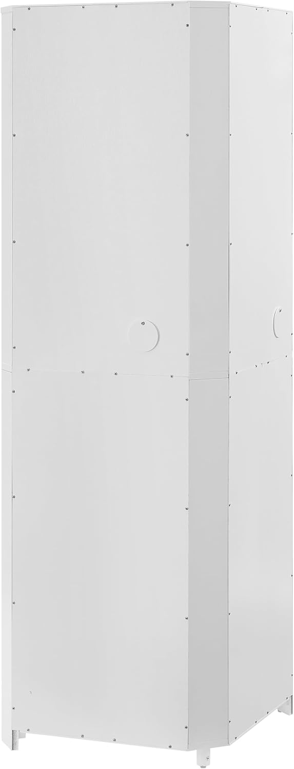 Crosley Furniture Savannah Traditional Corner Pantry Storage Cabinet with Shelves, Kitchen, Dining, Laundry, White