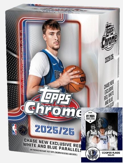 NEW 2025-26 CHROME Basketball Card BLASTER Box, Plus Cooper Flagg Card Sized Print