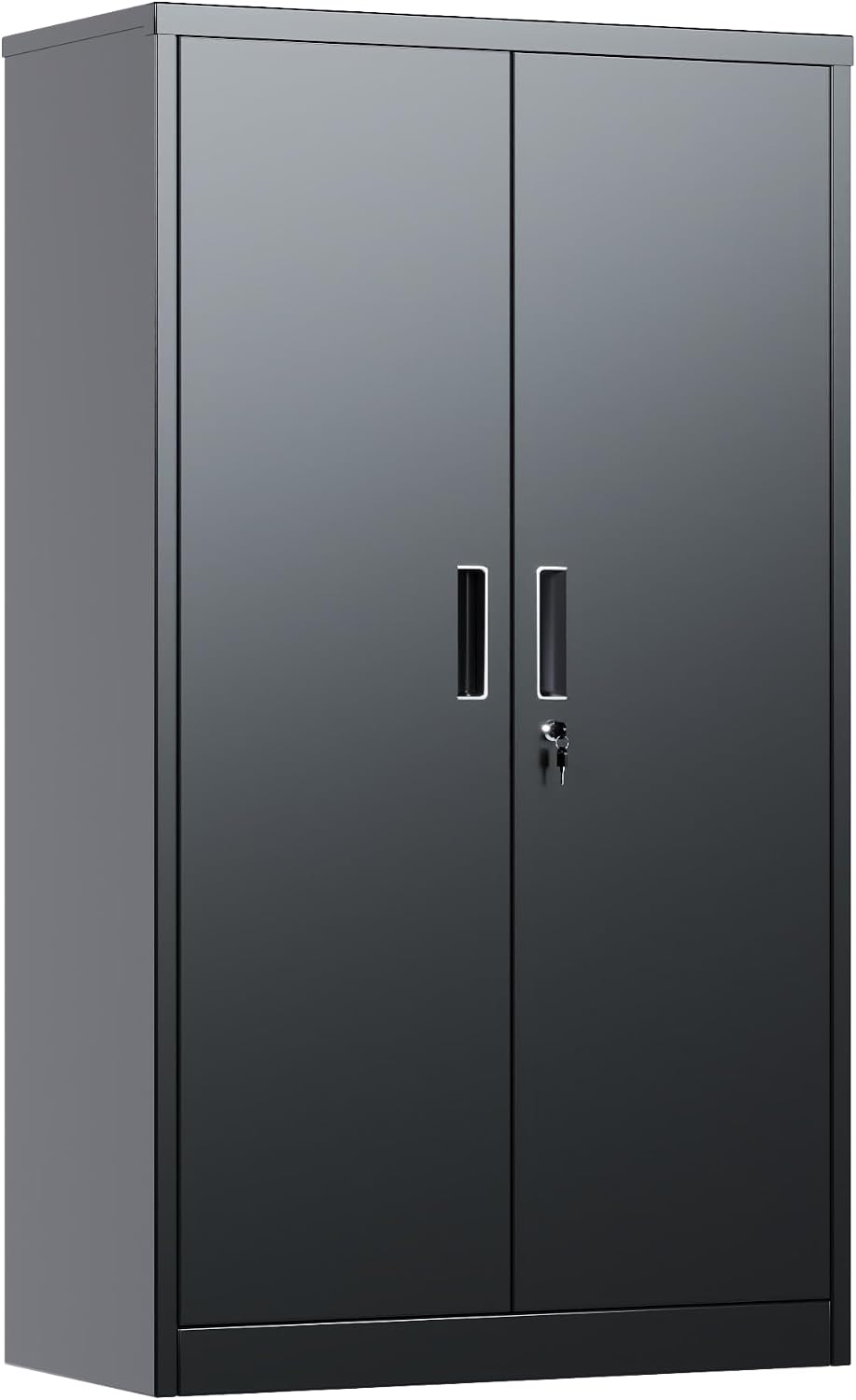 Metal Garage Storage Cabinet, Lockable Steel Storage Cabinet with 3 Adjustable Shelves for Garage, Office, Home, Assembly Required, Black, 15.75' D × 31.50' W × 55.12' H