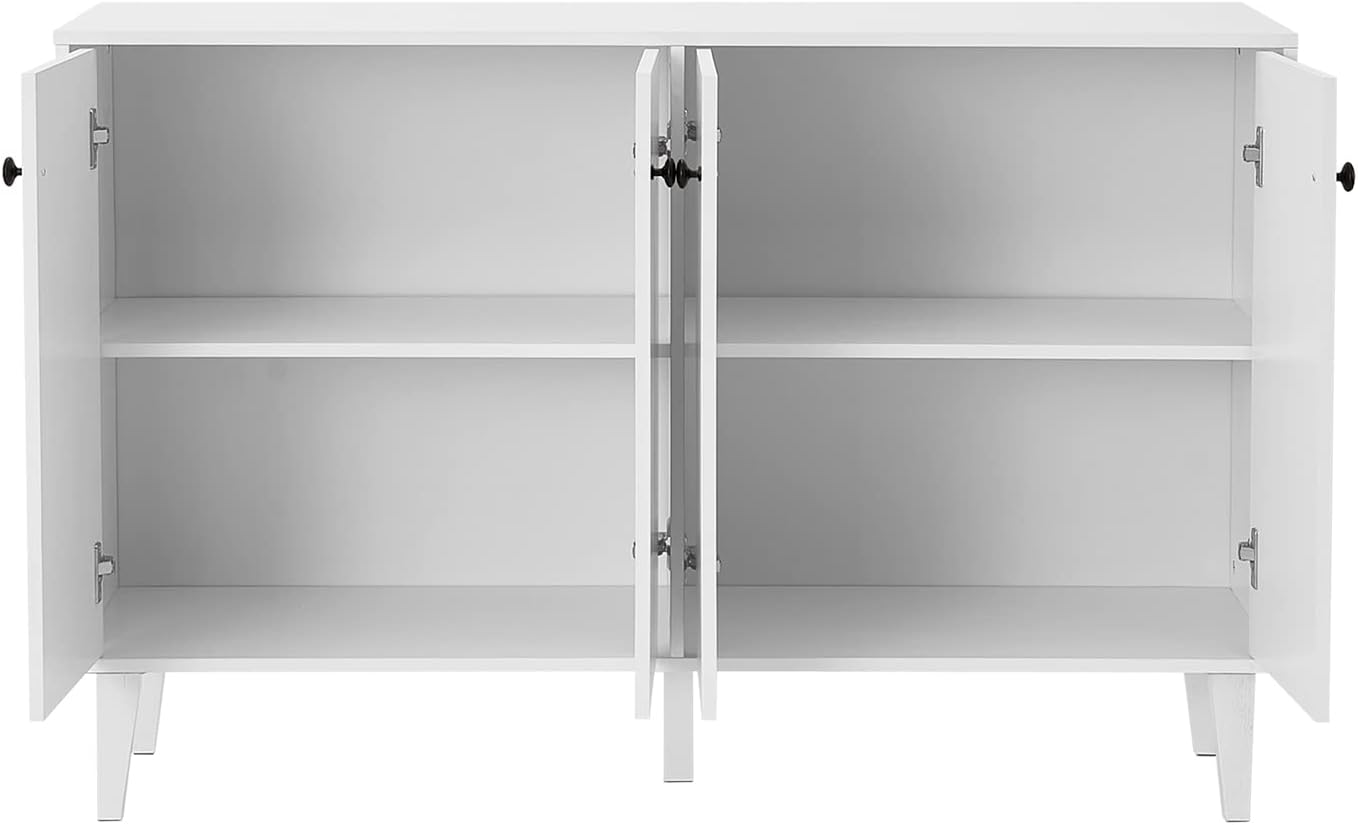 Panana Sideboard Buffet Cabinet Kitchen Storage Cabinet Living Room 4 Doors Console Table (White)