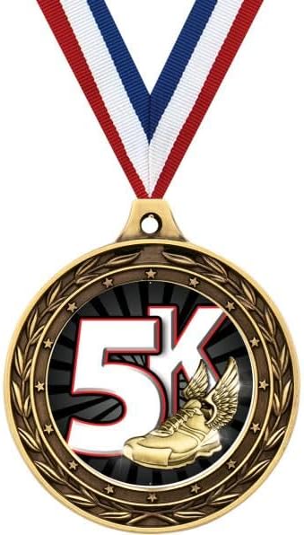 5K Race Gold Duo Medal, 3' 5K Prizes, Kids Racing Trophy Medal Awards
