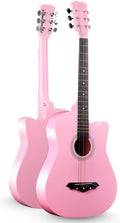 Etlegor Classical Guitar Steel String Full Size 38in Beginner Guitar Kit with Gig Bag, Strings, Picks Portable Travel Guitar,10 Colors (Color : Pink)