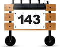 – Outdoor Delivery Stand with House Numbers and Solar Light – Teak Wood and Steel – Decorative Porch Package Holder – 400 lbs Capacity – Warm & Cool Auto LED