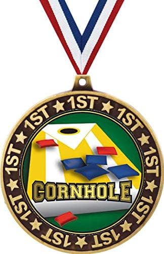 Crown Awards Cornhole Medals - 1st Place Cornhole Medals Perfect for Field Games, Field Day, Family Reunions, BBQ, Tailgating Prime