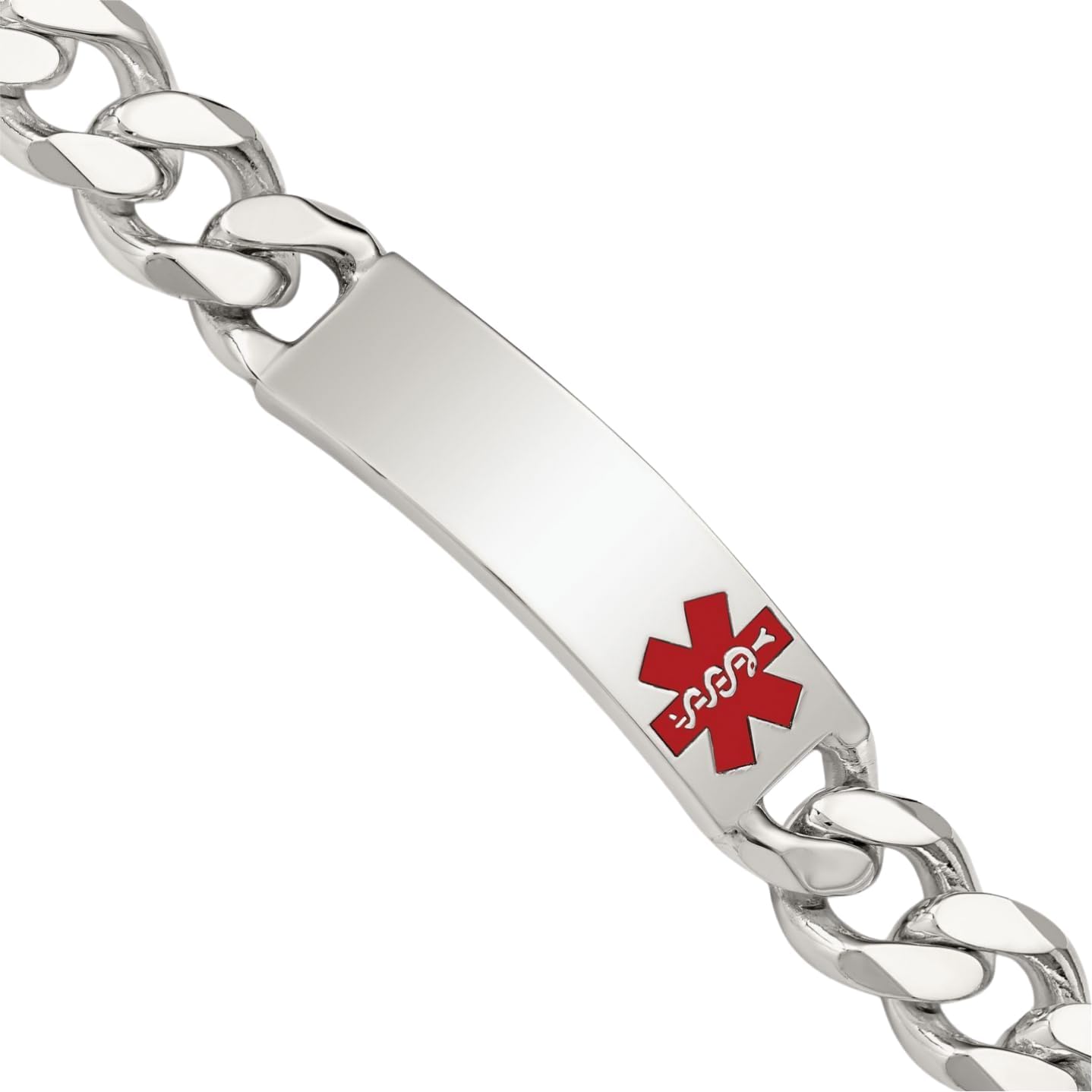 IceCarats 925 Sterling Silver 14mm Chunky Curb Chain Link ID Bracelet Polished, Engravable