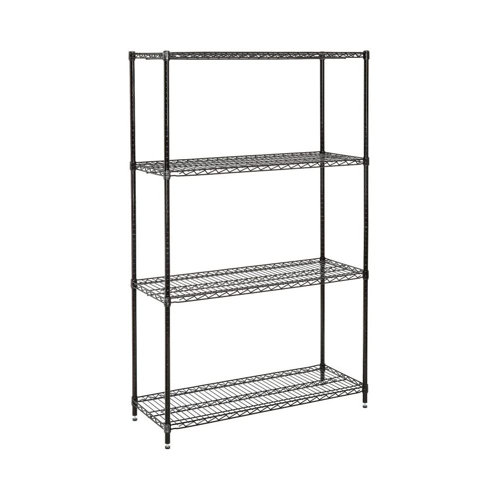 Nexel Economy Adjustable Wire Shelving Unit, 4 Tier, NSF Listed Commercial Storage Rack, 24' x 36' x 74', Black Epoxy