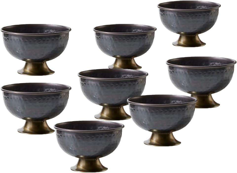 Serene Spaces Living Large Antique Style Hammered Copper Decorative Bowl, Rustic Home Accent Bowls for Flowers, Potpourri, Keys, Coffee Table, 5' Tall & 8.25' Diameter, Pack of 12