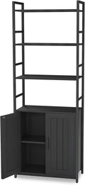 Lazyvan Black Bookshelf with Doors,70' Tall Bookcase with Storage Cabinet,6 Tier Book Shelf for Living Room/Bedroom/Office/Kitchen,70'(H)*26'(L)*11.8'(W)
