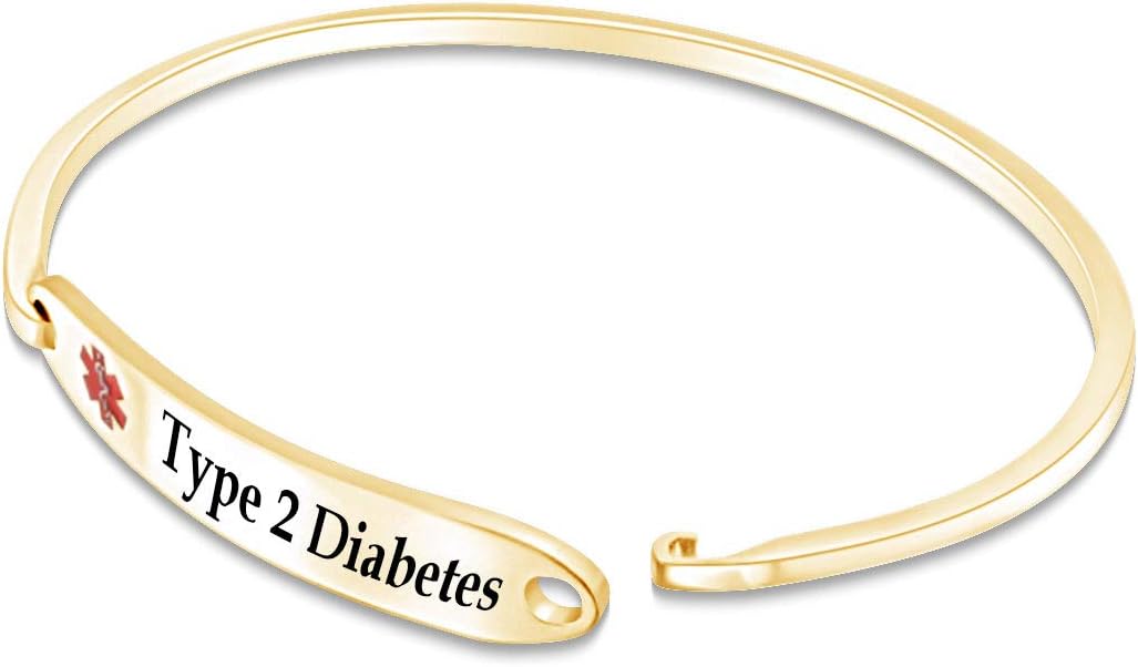 AFFY Customizable Engraving Medical Alert ID Bracelet Men Women Personalized 925 Sterling Silver Bangle Beacelet 7.5 Inch