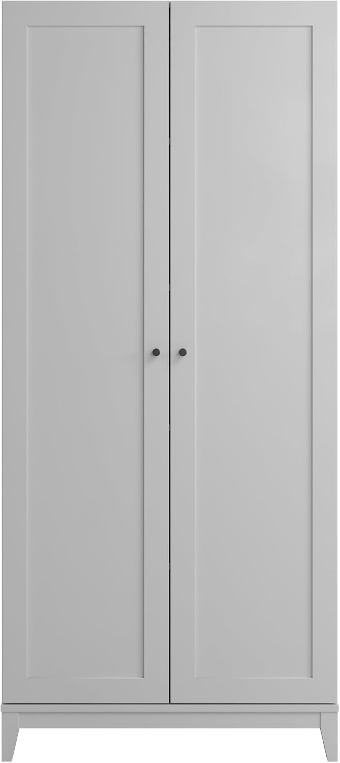 Prepac Yaletown 72' Tall Storage Cabinet with Wood Legs, Pantry Cabinet with 3 Adjustable Shelves, Bathroom, Kitchen and Home Organization in White, 16' D x 32' W x 72' H