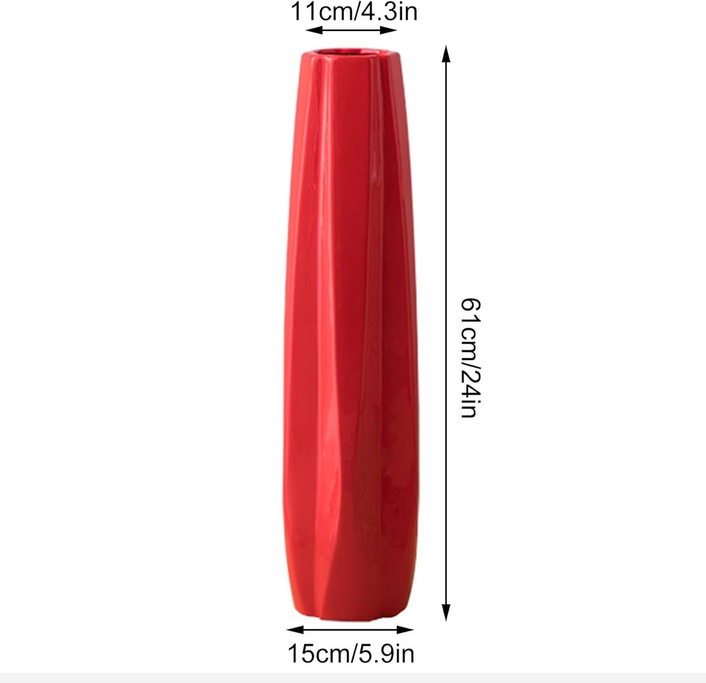 Modern Large Flower Tall Vases,Floor Vase,Large Size Ceramic Vase,Multifunctional Decorative Ornaments,for Office, Home,Farmhouse,Living Room Décor (Color : Grey, Size : 24in)