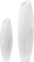 Tall Floor Vase, Modern White Large Floor Vase, Decorative Lightweight, Home Decor, for The Entryway, Dining Room, Living Room, or Bedroom, Fill with Grass, Set of 2