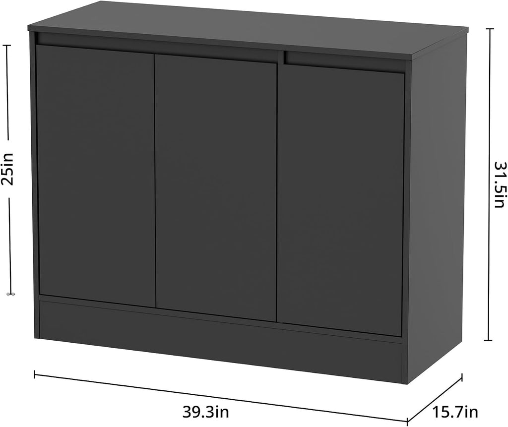 Housoul Buffet Cabinet with Storage, Coffee Bar Cabinet with 3 Doors and Adjustable Shelf, Modern Kitchen Buffet Sideboard for Living Room, Kitchen, Black