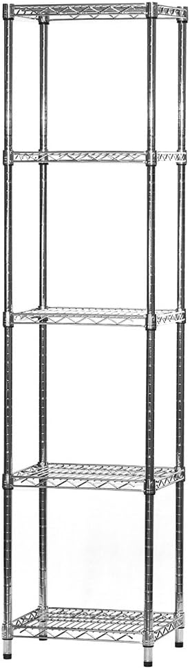 Shelving Inc. 14' d x 18' w x 96' h Chrome Wire Shelving with 5 Tier Shelves, Weight Capacity 800lbs Per Shelf