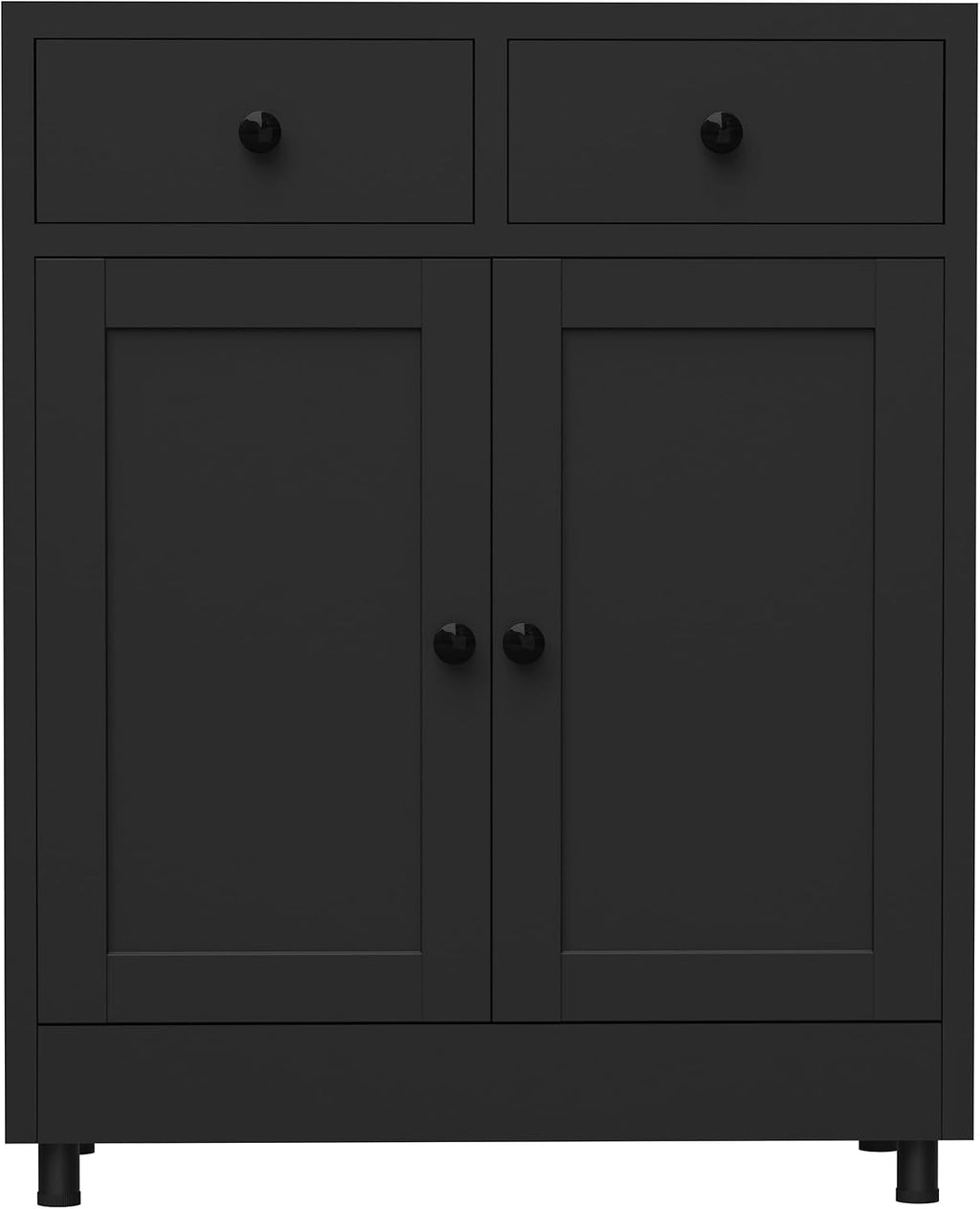Metal Storage Cabinet with 2 Drawers and Adjustable Shelf, Sideboard Buffet Cabinet for Home, Office, Hallway, Entryway, Living Room, Kitchen Pantry and Dining Room (Black)