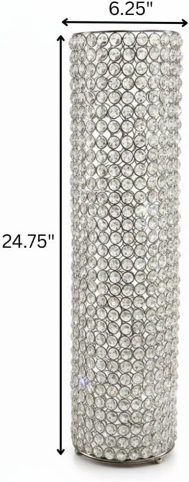 Modern Day Accents 5760 Tubo LG Cristal Cylinder Vase, Silver, 25' H | For Flowers or Candles, Tall Elegant Design, For Centerpieces, For Bouquets or Home Decor