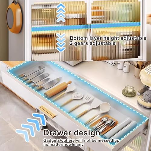 4-Tier Kitchen Pantry Storage Cabinet with Drawer, Baker's Rack, Flip Door Design, Pegboard Accessories for Organizing Spices, Pots, Pans - Ideal for Home & Garage