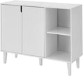 Panana Kitchen Buffet Cabinet Storage Sideboard with 2 Doors 2 Shelves, 41.8' L x 15' W x 32.5' H (White)