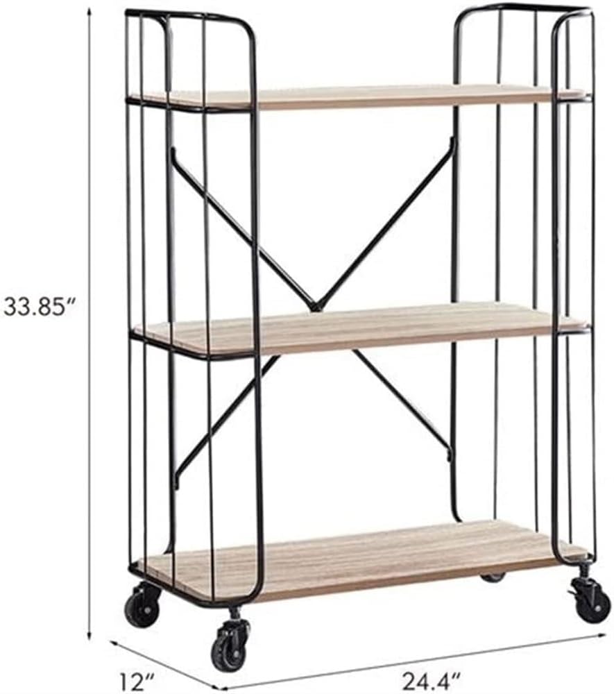 Storage Cart Kitchen Cart 3-Tier Utility Vintage Rolling Bakers Rack Bookshelf Storage Shelf for Living Room Kitchen
